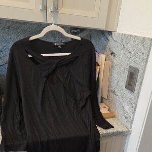 INC International Concepts Black Twist-Front Top